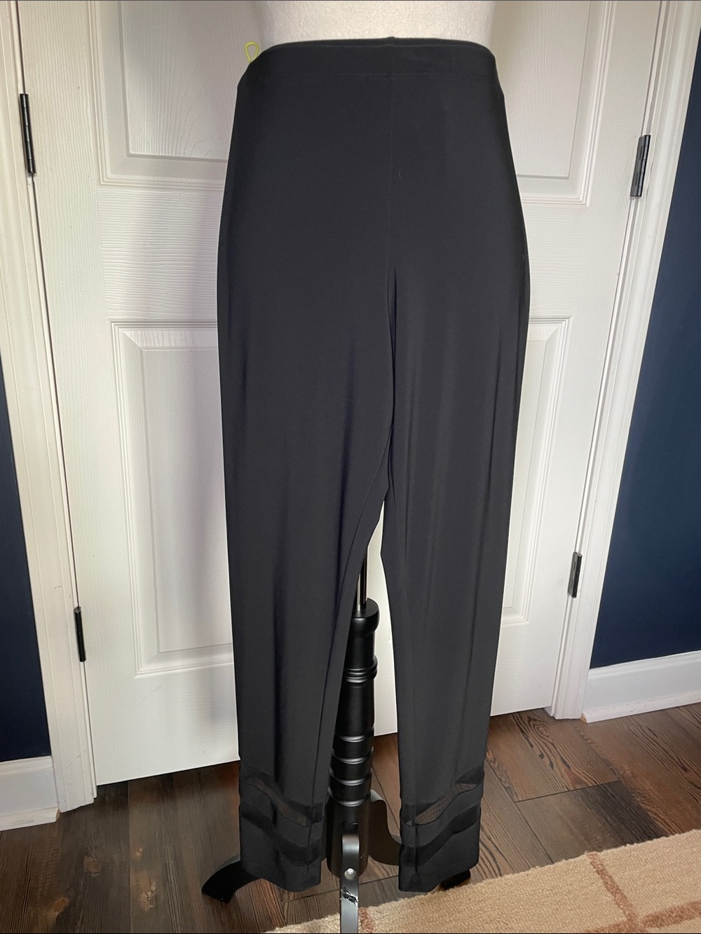 Joseph Ribkoff Black Mesh Insert Ankle Pull On Pants Leggings Size 8